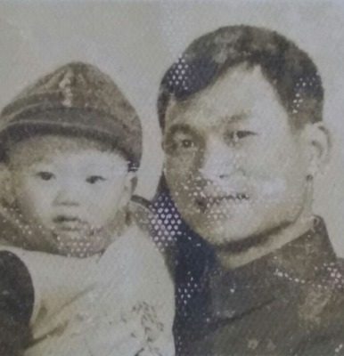 Age two with my father